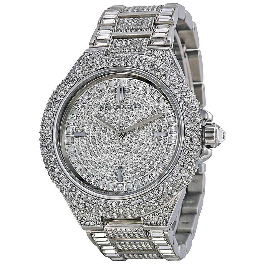 Michael Kors Camille Crystal Pave Dial met kristallen ingelegde wijzerplaat, zilverkleurig dameshorloge - Mk5869 Hoofdafbeelding