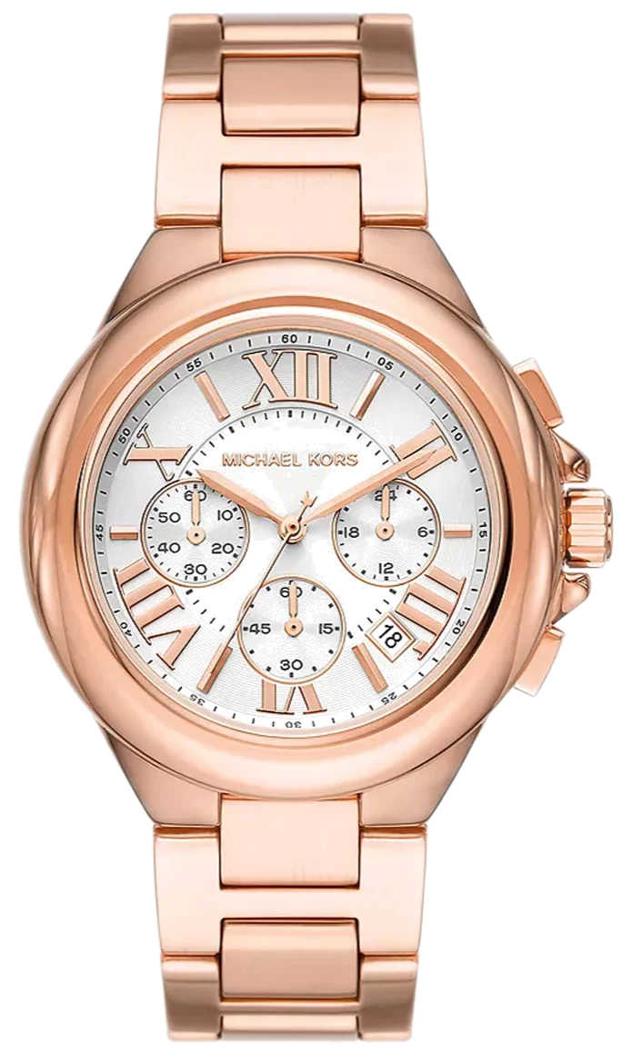 Michael Kors Camille 43mm White Dial Rose Gold-Tone Chronograph Women's Watch MK7271
