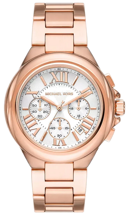Michael Kors Camille 43mm White Dial Rose Gold-Tone Chronograph Women's Watch MK7271