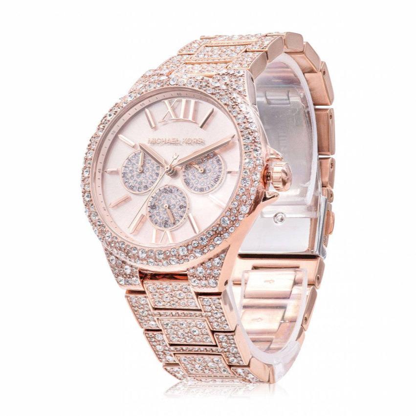 Michael Kors Camille Multifunctioneel Horloge met Kristallen, Roségouden Wijzerplaat en Roségouden Stalen Band voor Dames - MK6961 Hoofdafbeelding