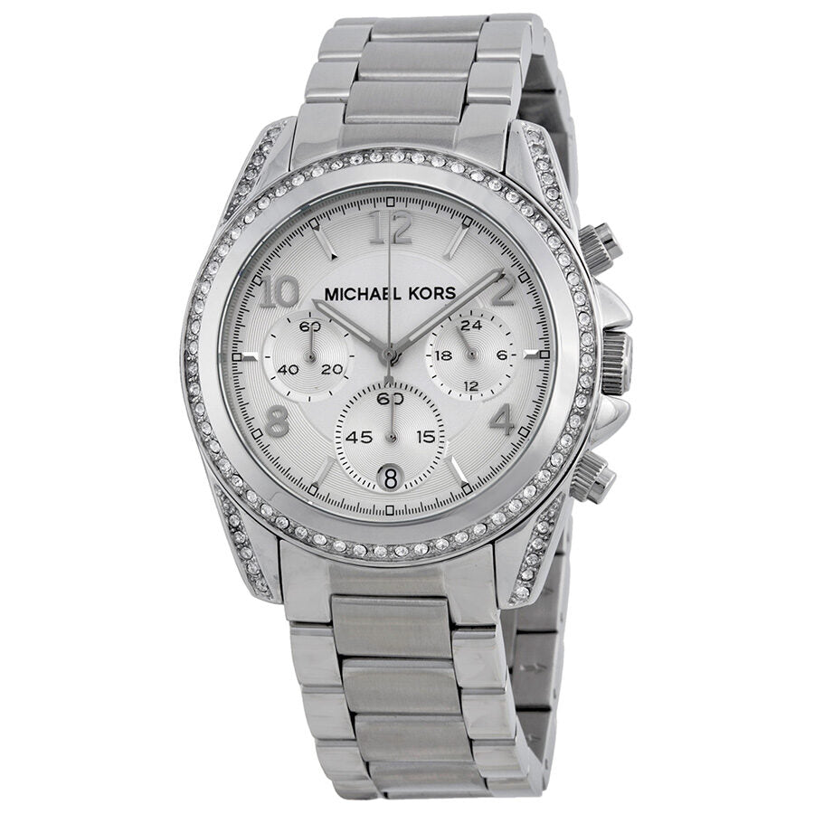 Michael Kors Chronograph White Crystal Silver-Tone Women's Watch - MK5165