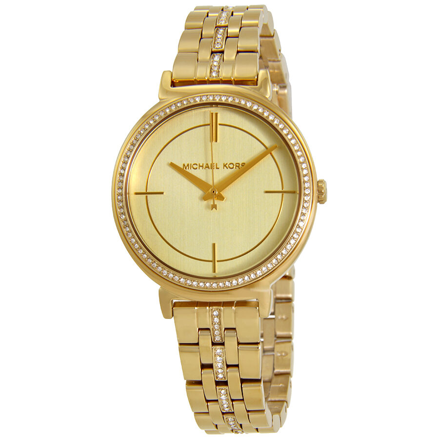 Michael Kors Cinthia dameshorloge met goudkleurige kristallen - MK3681 Hoofdafbeelding