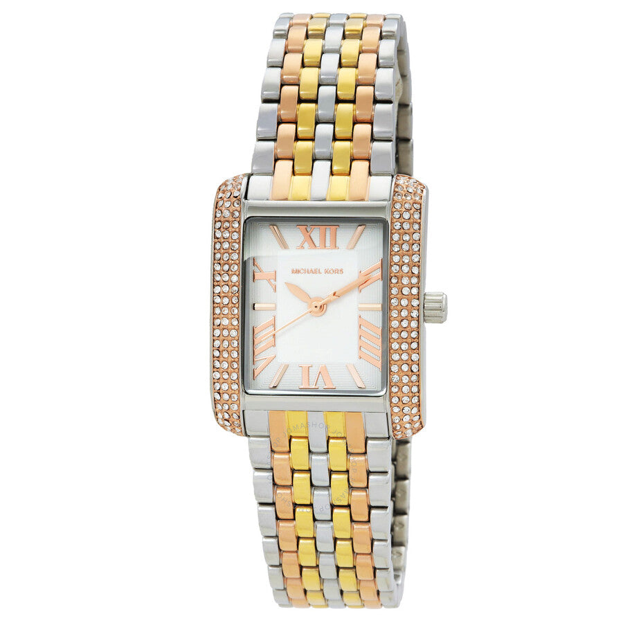 Michael Kors Emery Tri-Tone Quartz Crystal White Dial Ladies Watch MK4744 Hoofdafbeelding