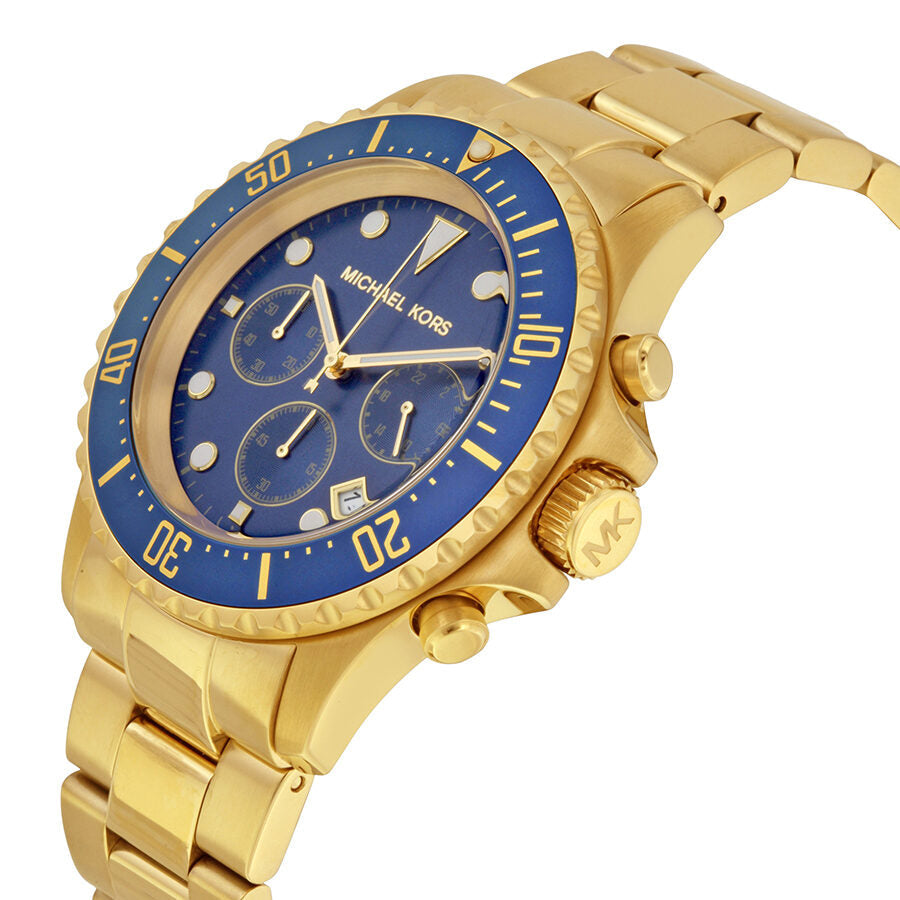 Michael Kors Everest Chronograaf Herenhorloge MK8267 met marineblauwe wijzerplaat en goudkleurige afwerking Secundaire afbeelding
