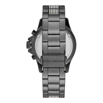 Michael Kors Everest caseback with crystal display and steel bracelet