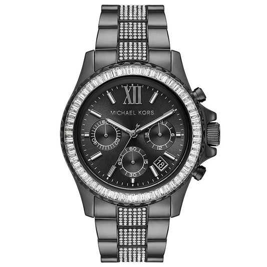 Michael Kors Everest chronograph watch with black dial and crystal-set bezel