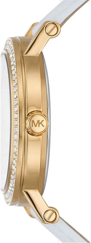Michael Kors Corey dameshorloge met drie wijzers en witte leren band - MK2985 Secundaire afbeelding