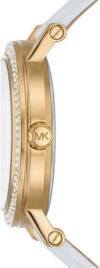Michael Kors Corey Three-Hand White Leather Women's Watch - MK2985