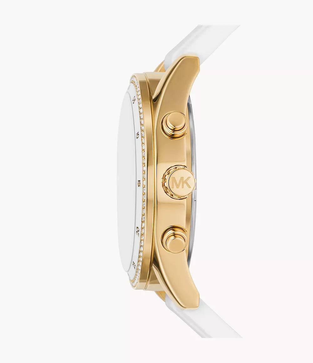 Michael Kors Oversized Hadyn Pavé Gold-Tone and Silicone Women's Watch - MK7484 Secundaire afbeelding