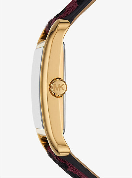 Michael Kors Monroe Gold-Tone and Leopard Print Calf Hair in Plum Women's Watch - MKO1116 Secundaire afbeelding