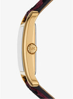 Michael Kors Monroe Gold-Tone and Leopard Print Calf Hair in Plum Women's Watch - MKO1116