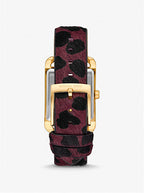 Michael Kors Monroe Gold-Tone and Leopard Print Calf Hair in Plum Women's Watch - MKO1116