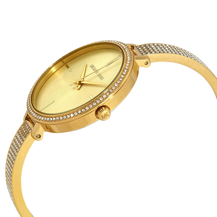 Michael Kors Jaryn Gold Ultra-Slim Dameshorloge met Pavé-zetting en halve armband - MK3784 Secundaire afbeelding