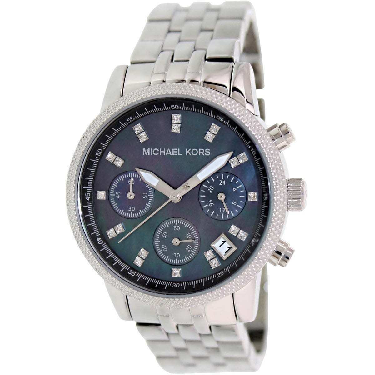 Michael Kors Jet Set Chronograph Black MOP Dial Silver Women's Watch - MK5021 Main image