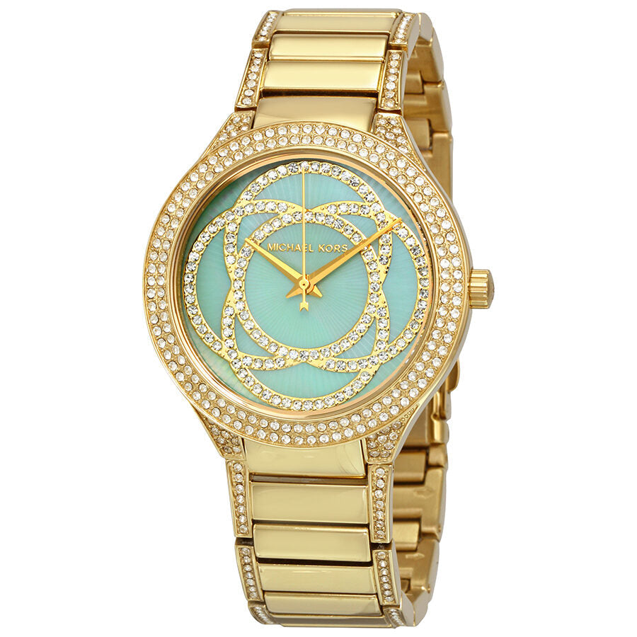 Michael Kors Kerry Mint dameshorloge met parelmoeren wijzerplaat en goudkleurige afwerking - MK3481 Hoofdafbeelding
