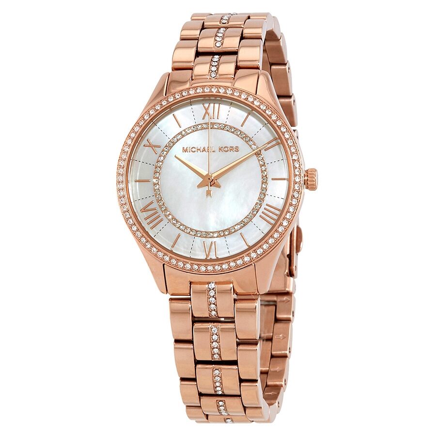 Michael Kors Lauryn Crystal MOP Dial Rose Gold-Tone Women's Watch - MK3716 Hoofdafbeelding