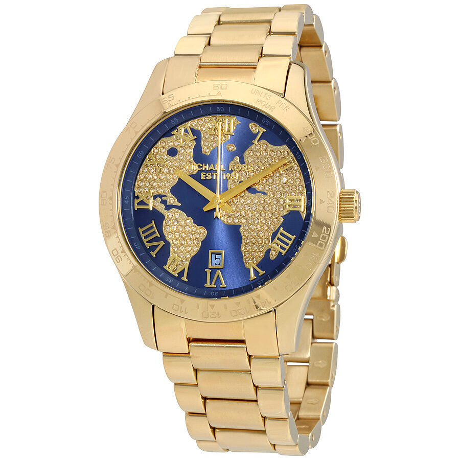 Michael Kors Layton Blue Crystal Pave Gold-Tone Women's Watch - MK6243