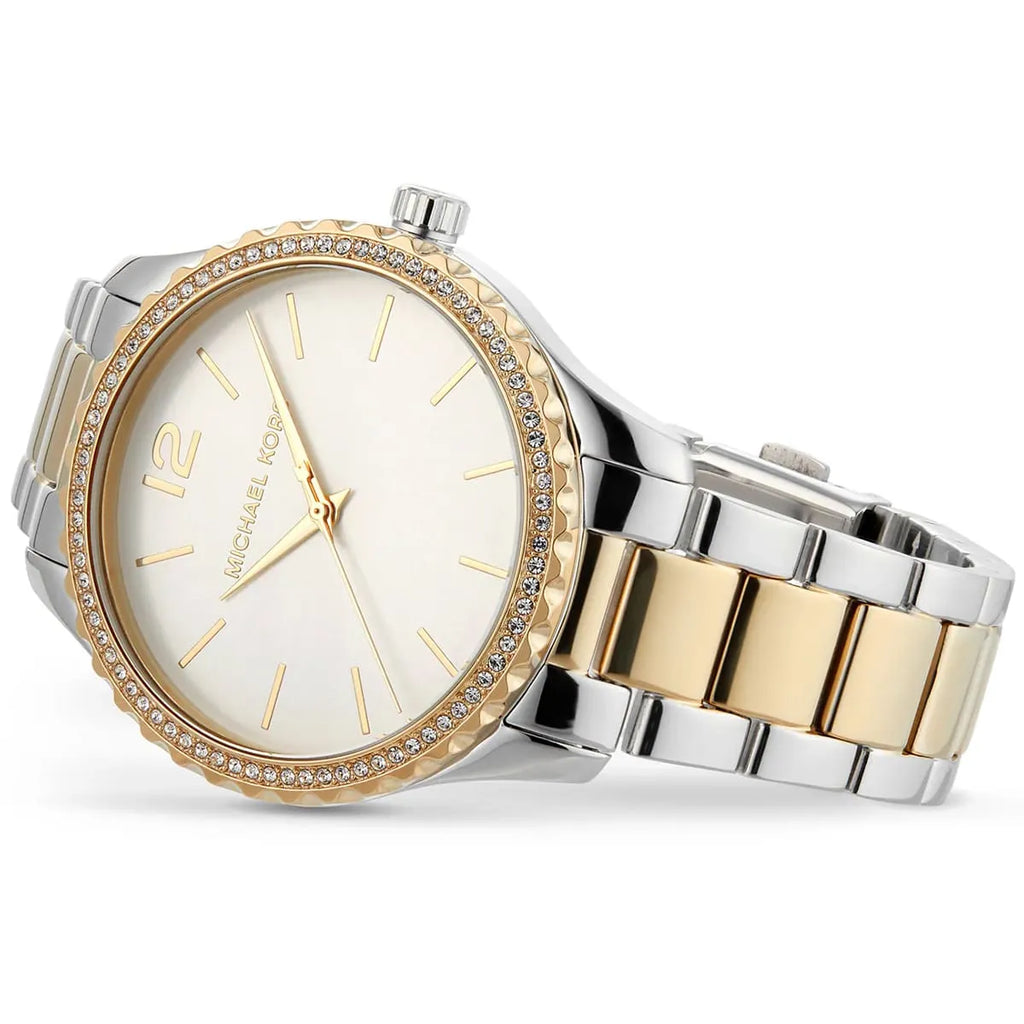 Michael Kors Layton Quartz Horloge met Zilveren Wijzerplaat en Tweekleurige Stalen Band voor Dames - MK6899 Secundaire afbeelding