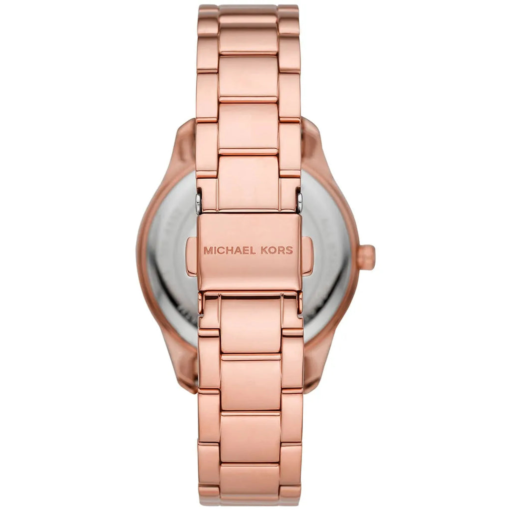 Michael Kors Layton Three Hand Red Dial Rose Gold-Tone Women's Watch - MK6893