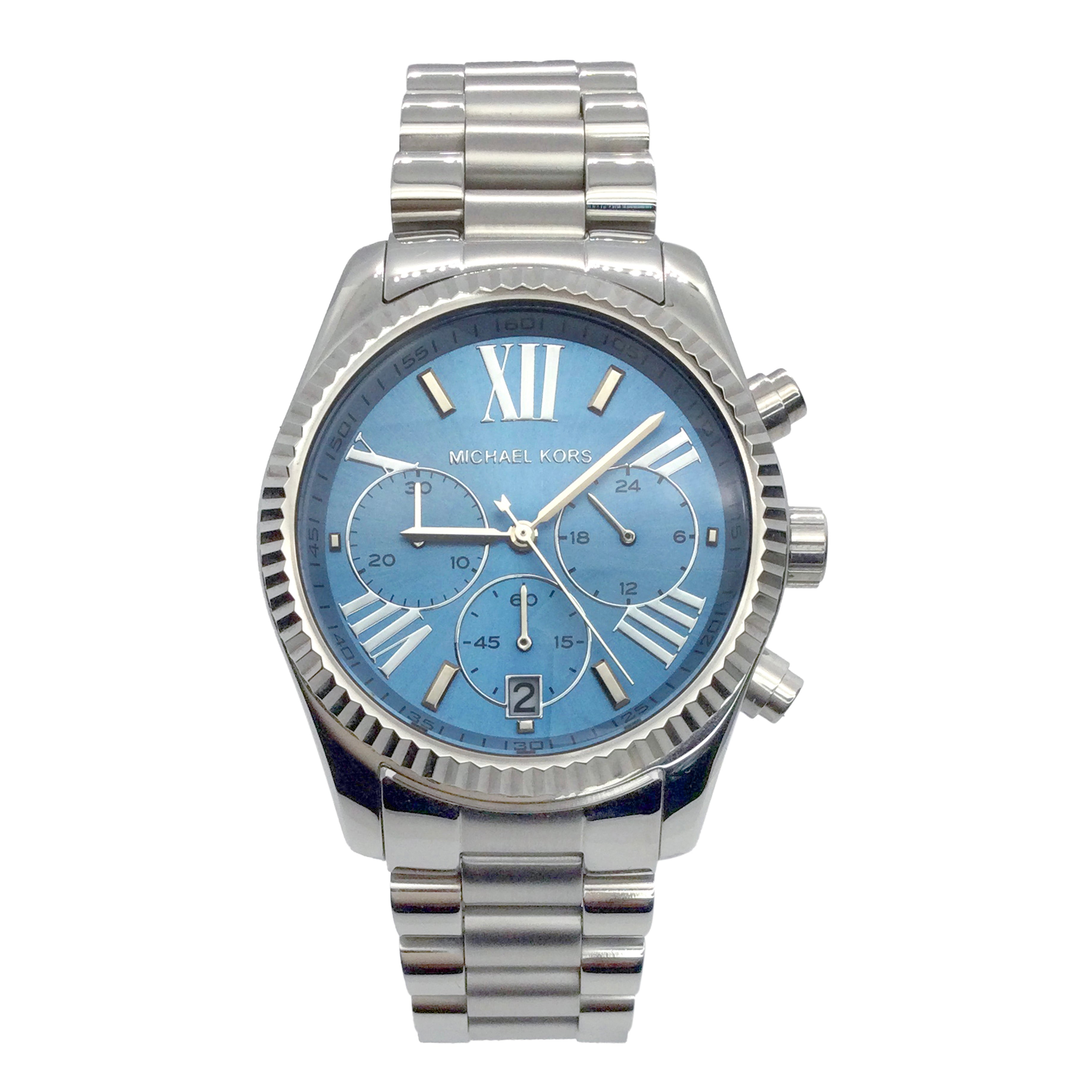Michael Kors Lexington Blue Dial Silver Unisex Watch - MK5887 Hoofdafbeelding