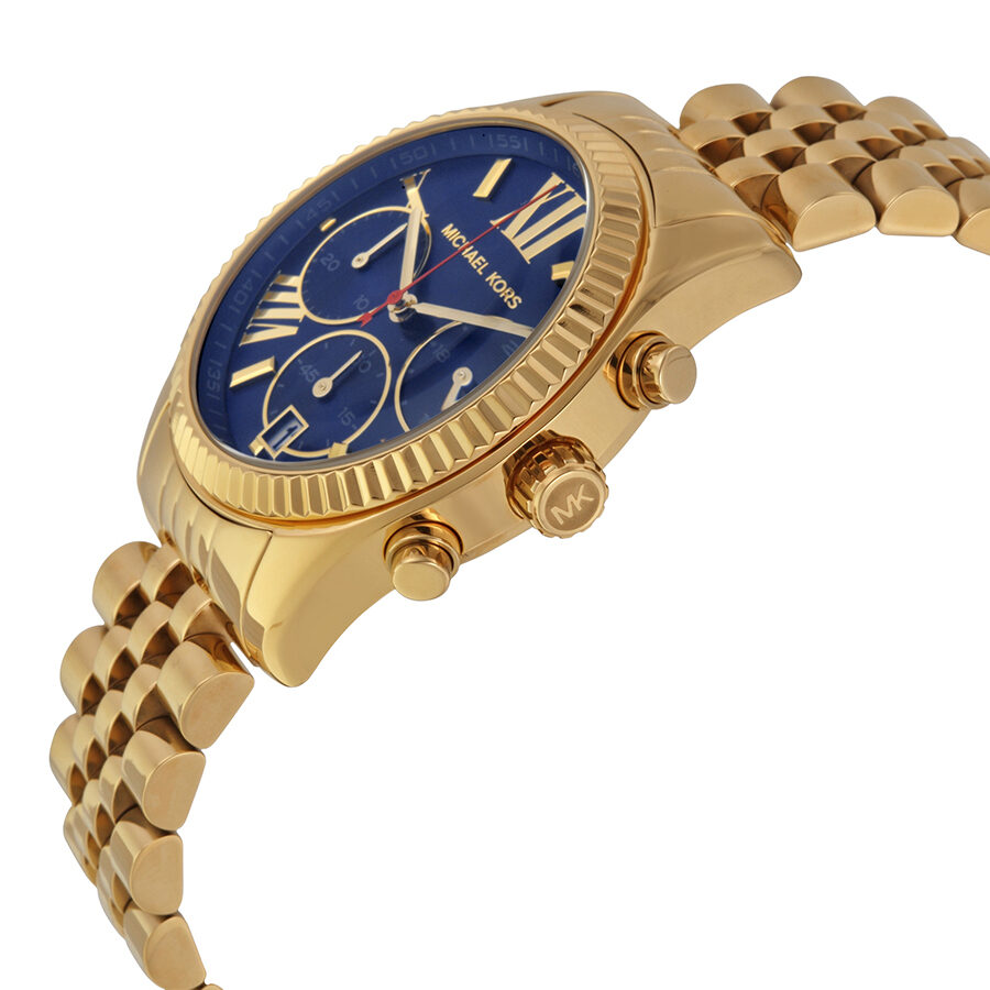 Michael Kors Lexington Chronograaf Dameshorloge met Blauwe Wijzerplaat en Gouden Kast - MK6206 Secundaire afbeelding