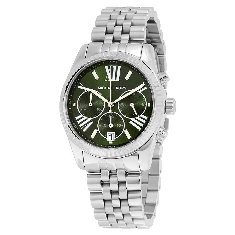 Michael Kors Lexington Chronograaf Dameshorloge met Groene Wijzerplaat en Zilveren Kast - MK6222 Hoofdafbeelding