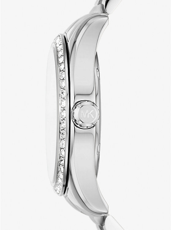 Michael Kors Lexington Crystals White Dial Silver Steel Strap Women's Watch - MK1087