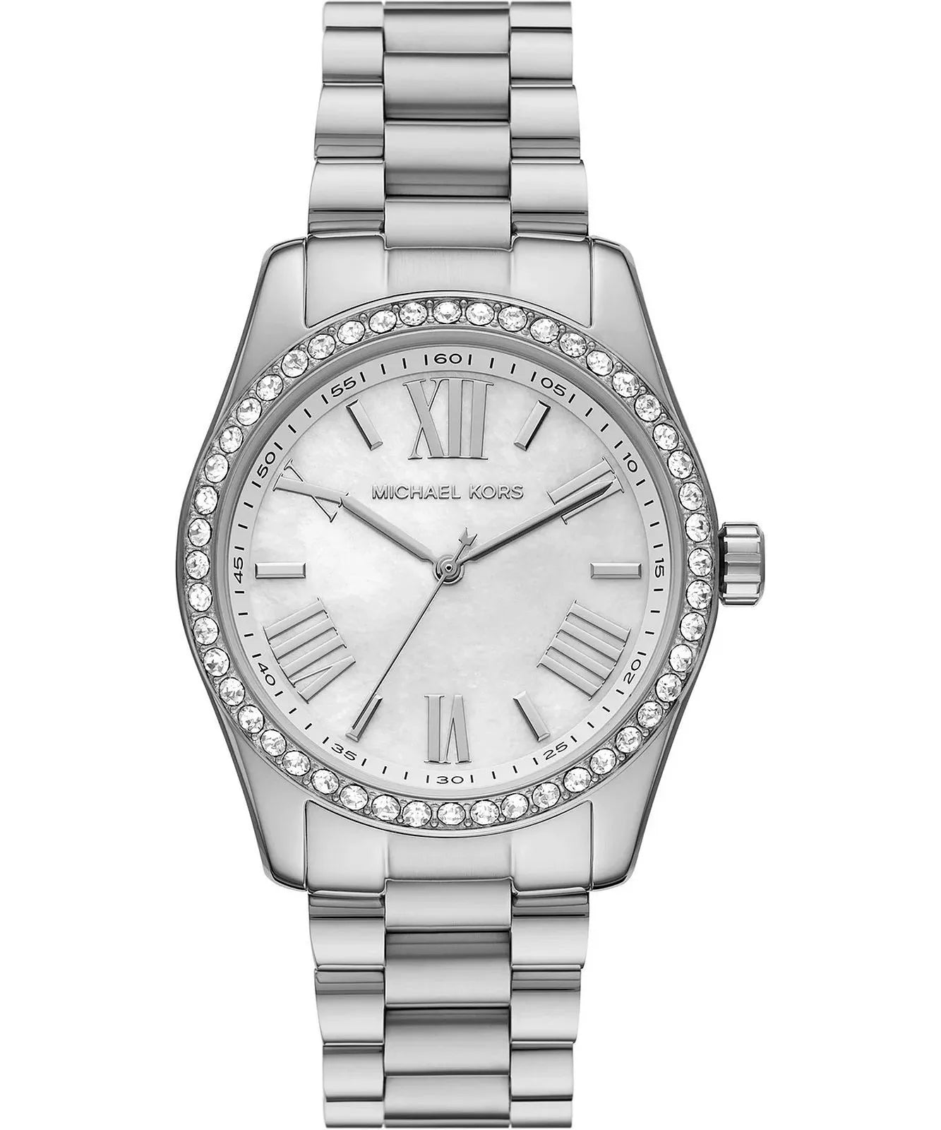 Michael Kors Lexington Crystals White Dial Silver Steel Strap Women's Watch - MK1087 Hoofdafbeelding