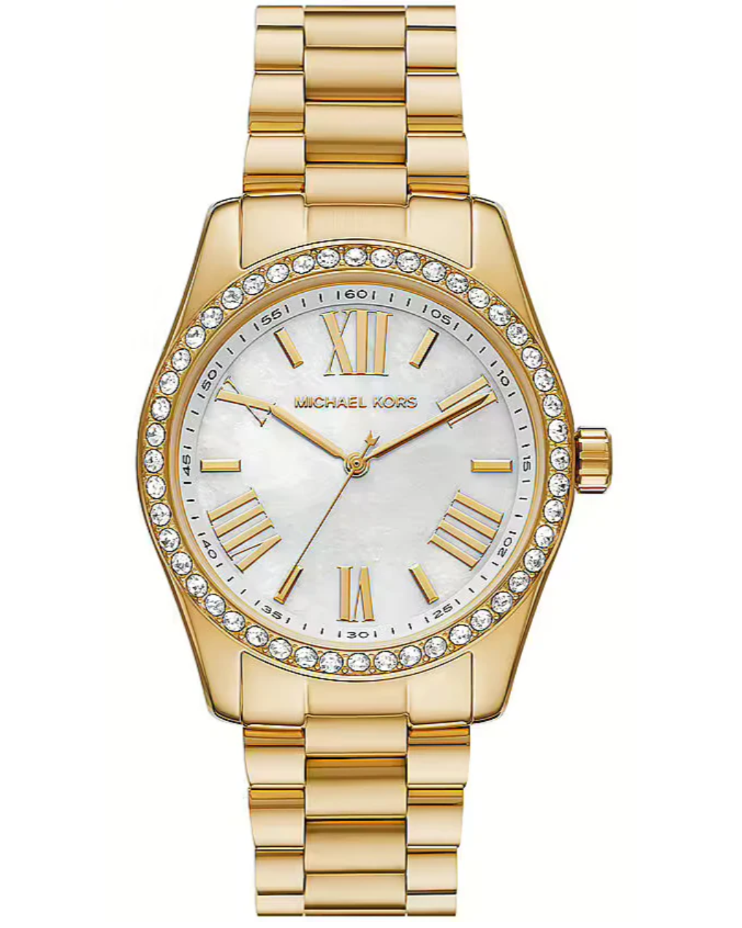 Michael Kors Lexington Mother of Pearl White Dial Gold Steel Strap Watch for Women - MK1079 Hoofdafbeelding