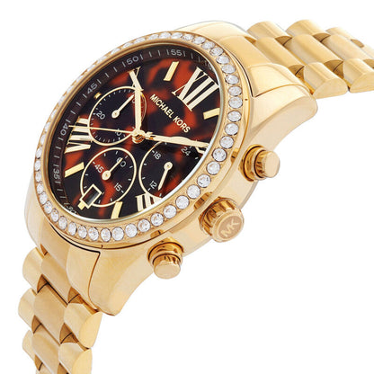 Michael Kors Lexington 38mm Brown Dial Gold-Tone Chronograph Women's Watch MK7276