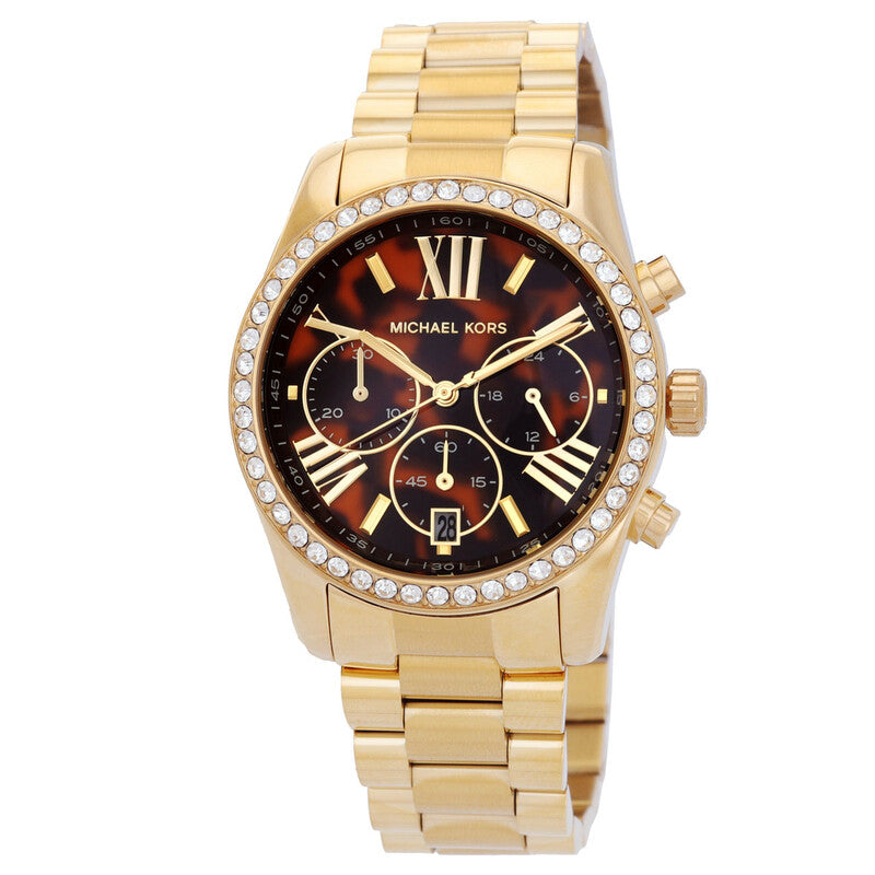 Michael Kors Lexington 38mm Brown Dial Gold-Tone Chronograph Women's Watch MK7276