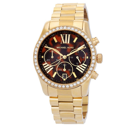 Michael Kors Lexington 38mm Brown Dial Gold-Tone Chronograph Women's Watch MK7276