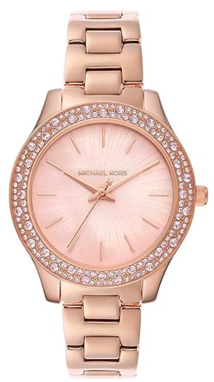 Michael Kors Lilane Quartz Rose Gold Dial Rose Gold Steel Strap Watch For Women - MK1068 Hoofdafbeelding