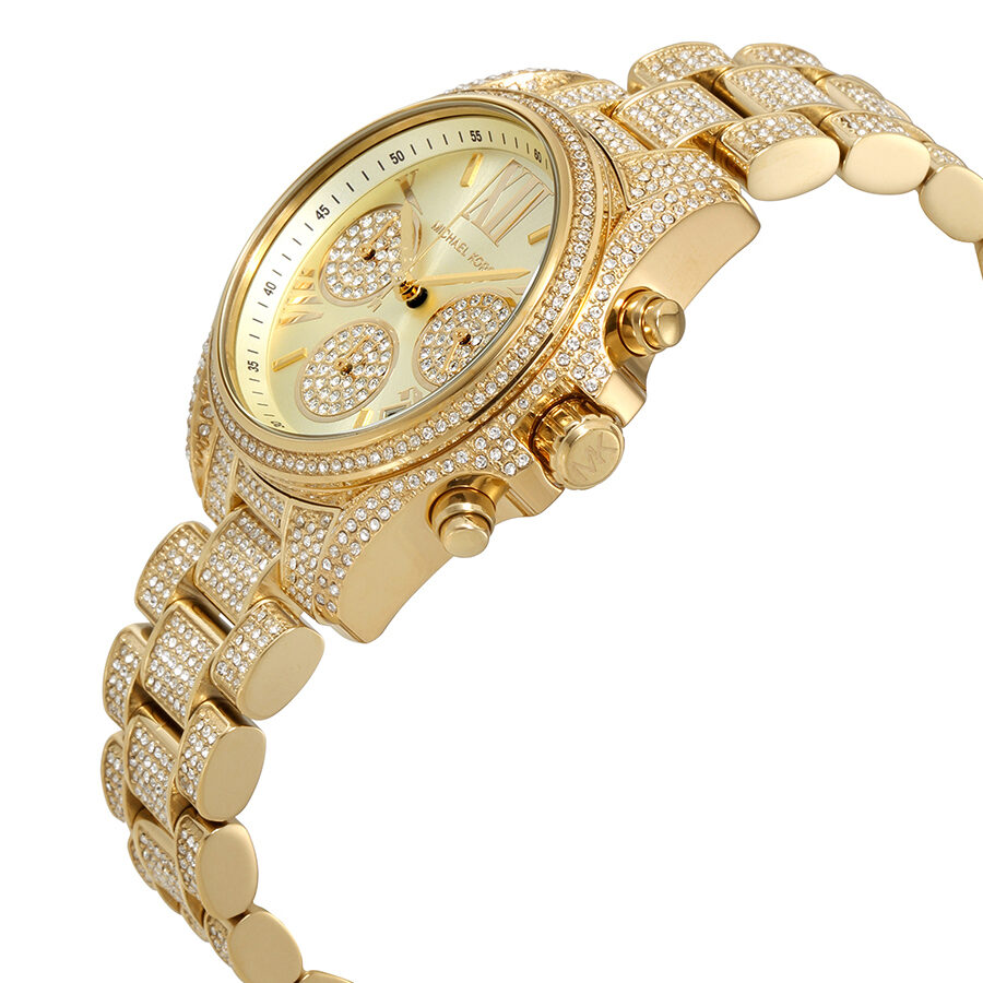 Michael Kors Mini Bradshaw Pave Gold Women's Watch - MK6494