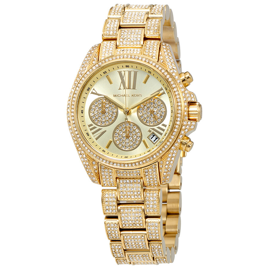 Michael Kors Mini Bradshaw Pave Gold Women's Watch - MK6494