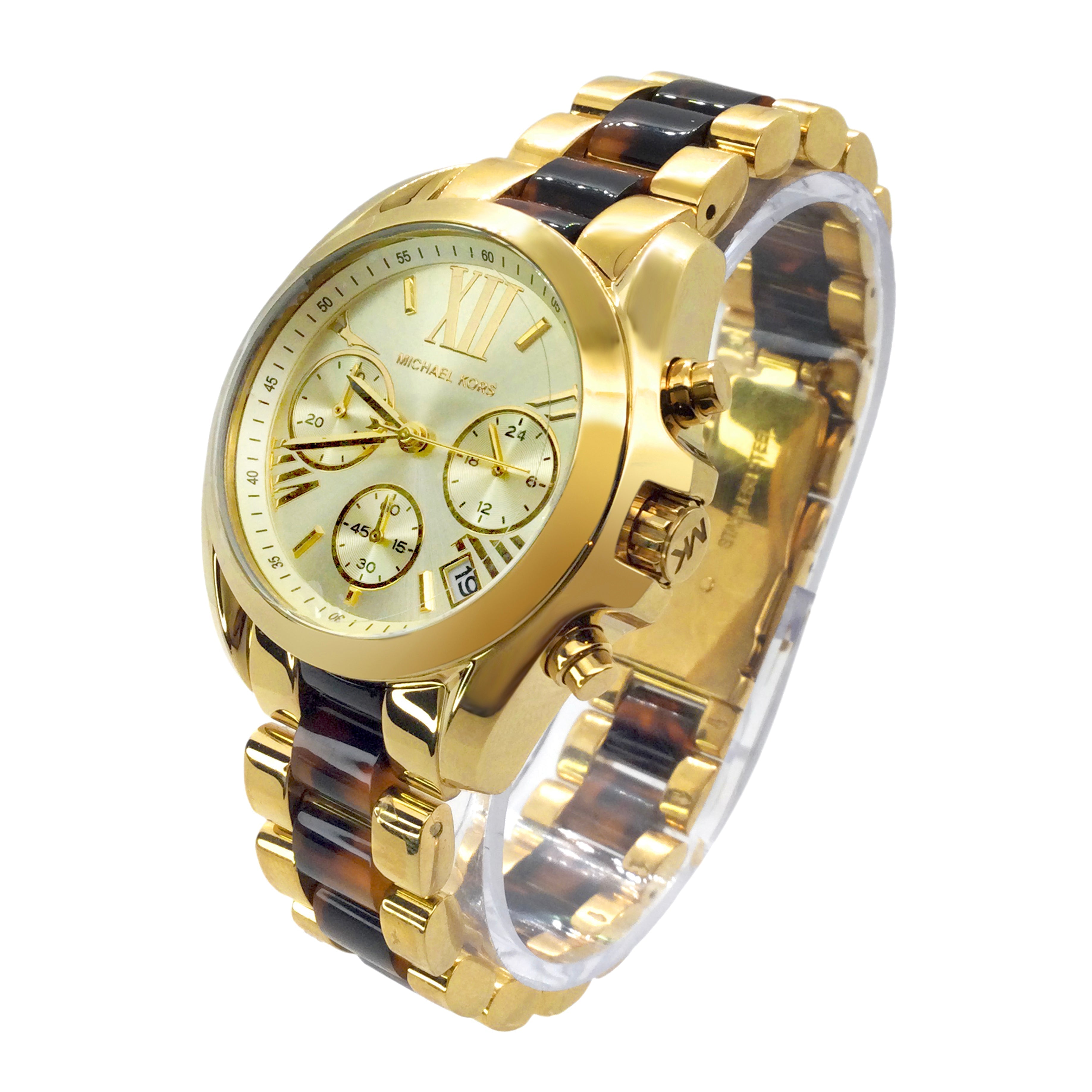 Michael Kors Mini Bradshaw Chronograph Tortoise and Gold Women's Watch - MK5973 Secundaire afbeelding