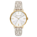 Michael Kors Addyson Silver Dial Beige Genuine Leather Women's Watch - MK2946
