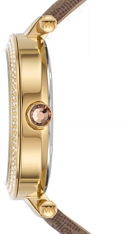Michael Kors Parker 39mm Gold Dial Brown Leather Women's Watch MK2973