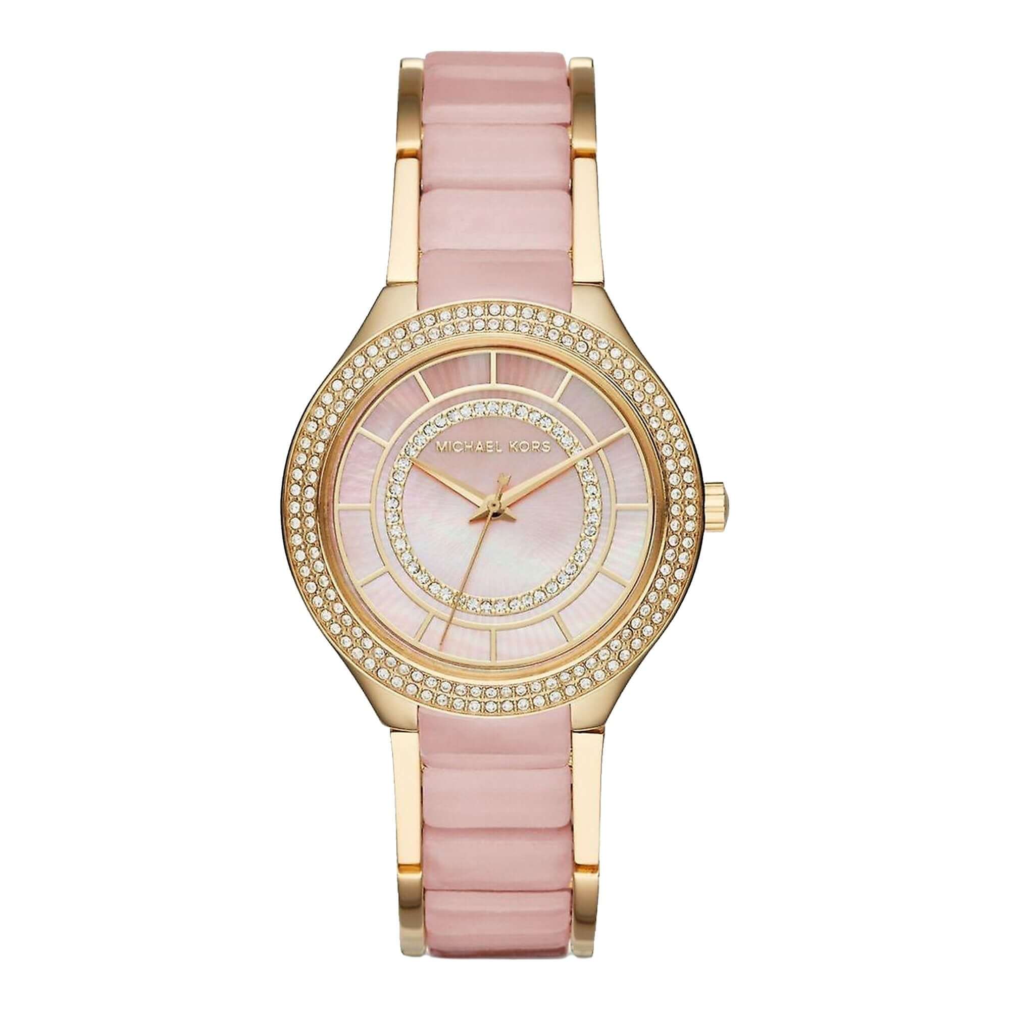 Michael Kors Kerry dameshorloge van roze acetaat en goud - MK3508 Hoofdafbeelding