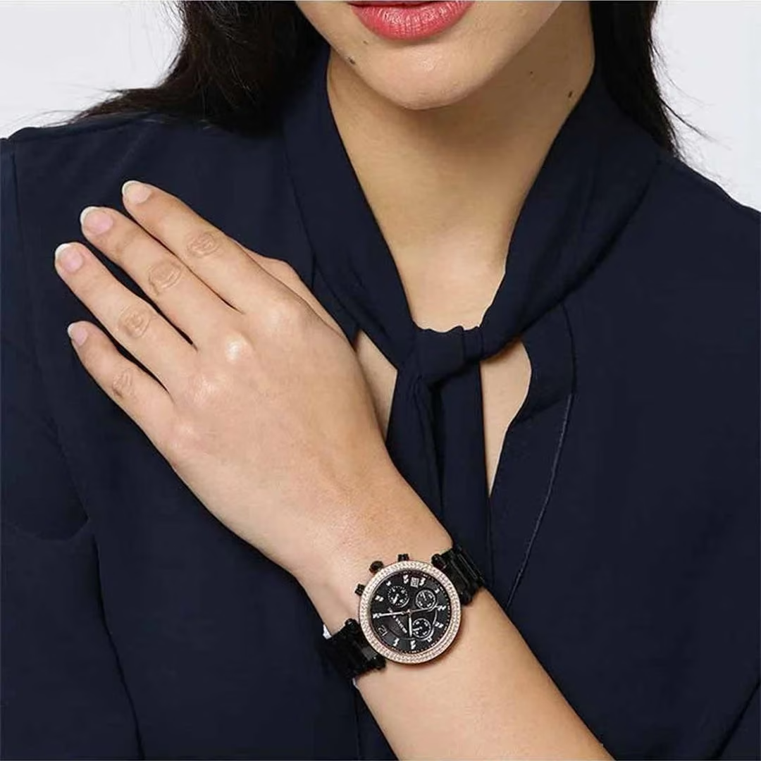 Michael Kors Parker 39mm Black Dial Stainless Steel Chronograph Women's Watch MK5885