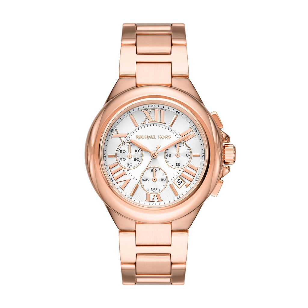 Michael Kors Camille Chronograph White Dial Rose-gold Women's Watch - MK7271