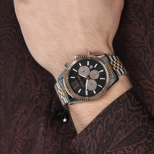 Michael Kors Lexington 44mm Black Dial Tri-Tone Men's Watch MK8714