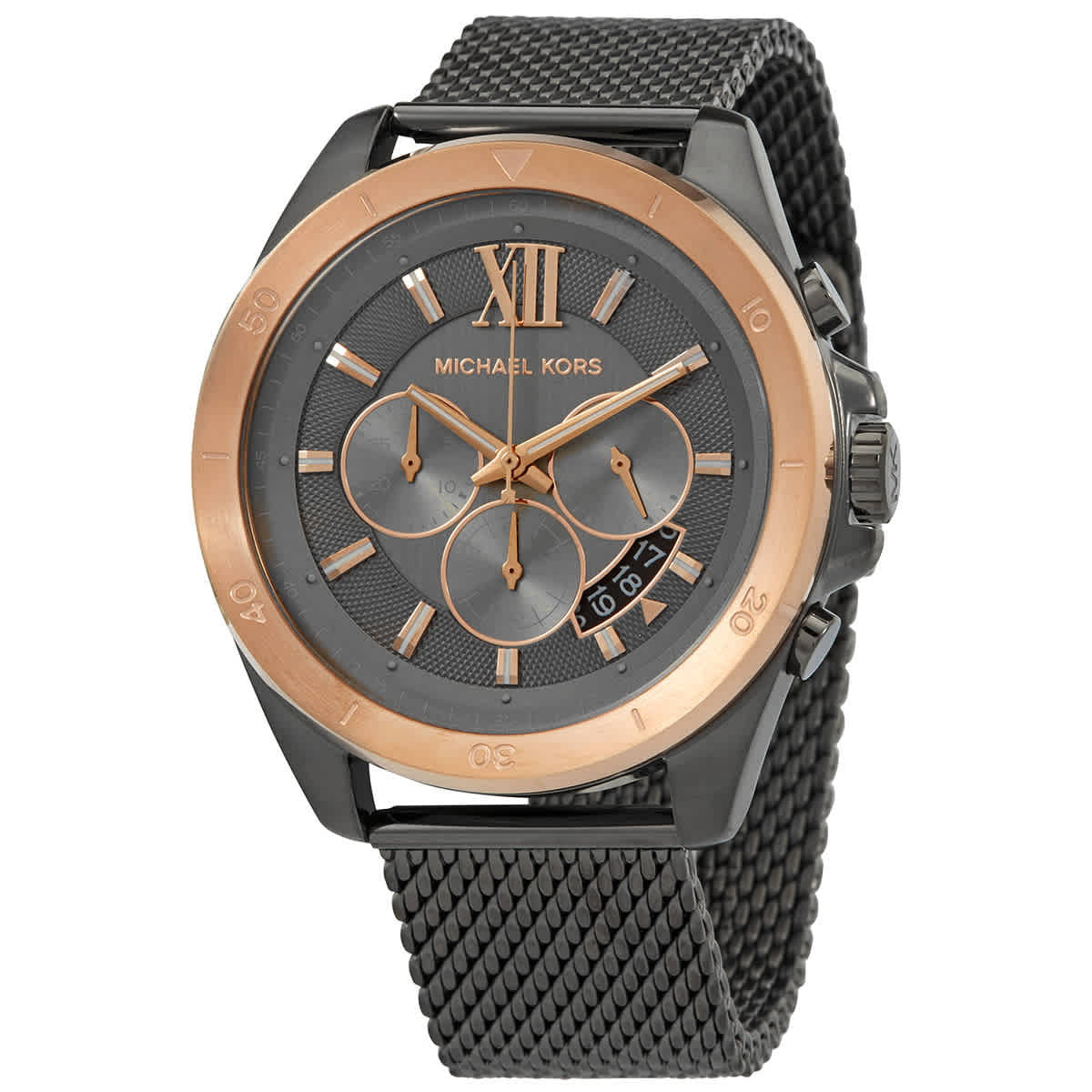Michael Kors Brecken Chronograaf Herenhorloge met Grijze Wijzerplaat en Zwarte Mesh Band - MK8868 Hoofdafbeelding