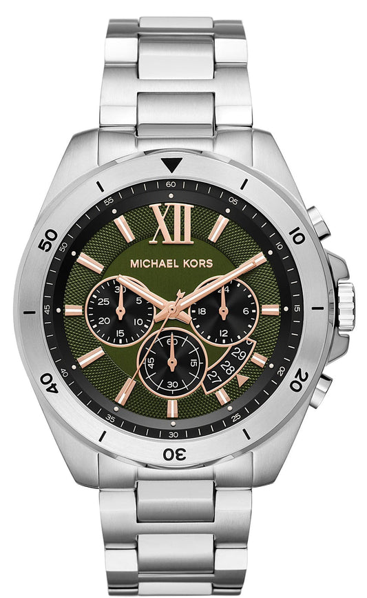 Michael Kors Brecken MK8984 oversized silver-tone men's chronograph watch with black dial