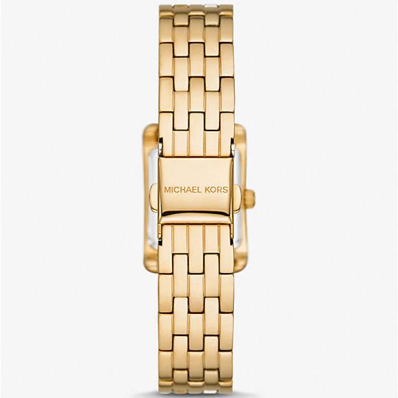 Michael Kors Monroe Pave Crystals White Dial Gold Steel Strap Women's Watch - MKO1034