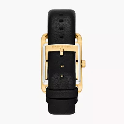 Michael Kors Monroe Three Hand Black Dial Black Leather Strap Watch for Women - MKO1027