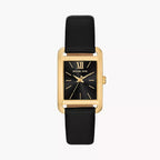 Michael Kors Monroe Three Hand Black Dial Black Leather Strap Watch for Women - MKO1027