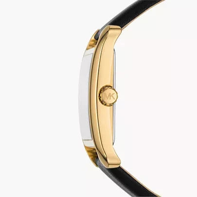 Michael Kors Monroe Three Hand Black Dial Black Leather Strap Watch for Women - MKO1027 Secundaire afbeelding