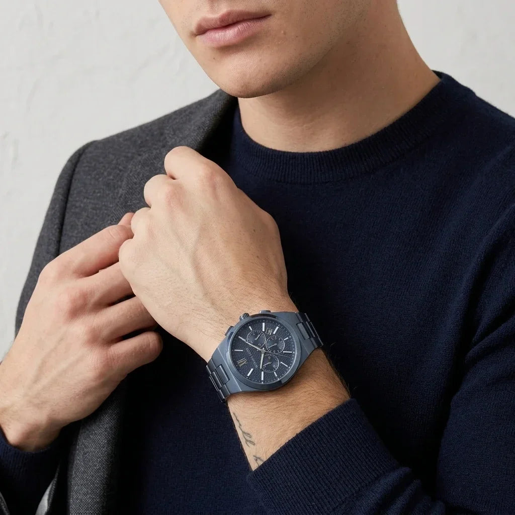 Michael Kors Oversized Lennox 40mm Blue Dial Stainless Steel Unisex Watch MK9147
