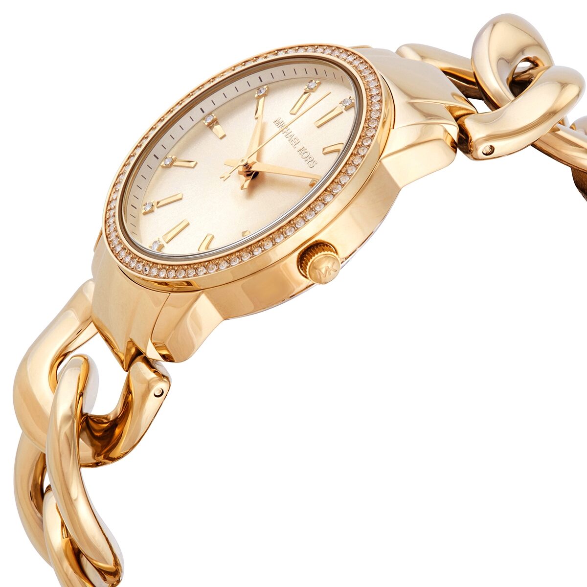 Michael Kors Nini Crystal Gold Dial Chain Link Ladies Watch MK3235 Secundaire afbeelding